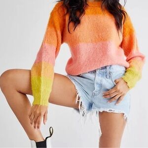 Free People Autumn Sky Fuzzy Sweater | Size Small